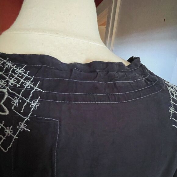 Johnny Was Black Dress Size S Embroidery Lace and Pintucks Mini Country or City - Picture 10 of 13